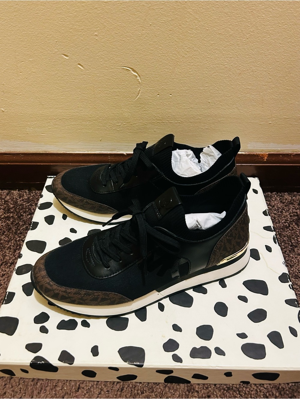 Michael Kors Black and Brown Women’s Low-Top Sneakers